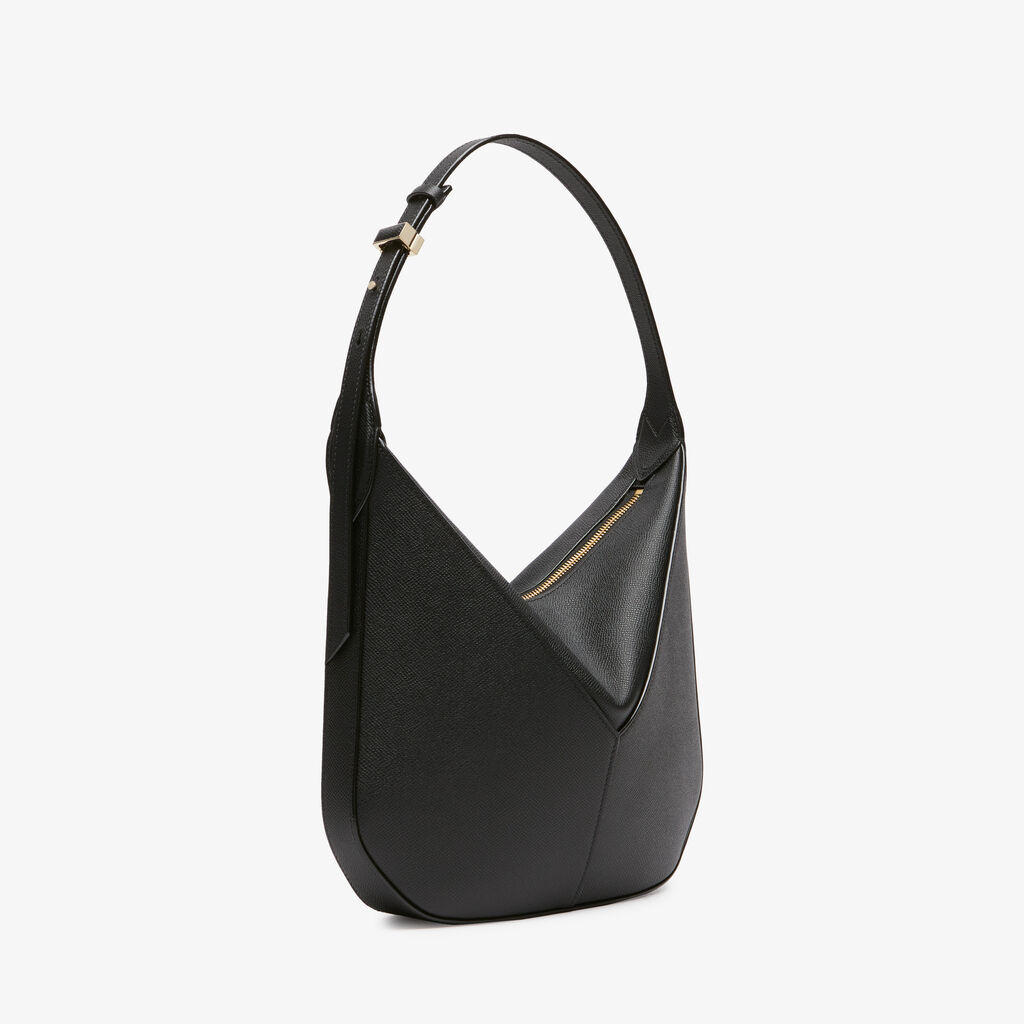 Valextra Borsa Hobo Vivi Mini | Pelle di vitello Millepunte Soft | Nero | Valextra Affare Del Giorno