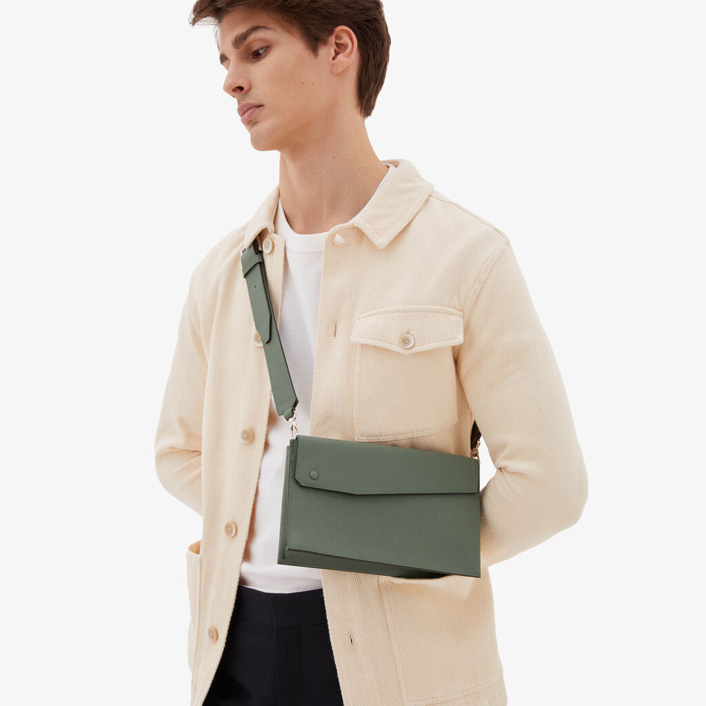 Valextra Borsa a tracolla da Uomo in Pelle Verde | Valextra Pocket Novità