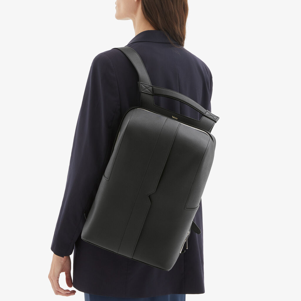 Valextra Zaino V-Line | Pelle di vitello Millepunte Soft | Nero | Valextra Economico