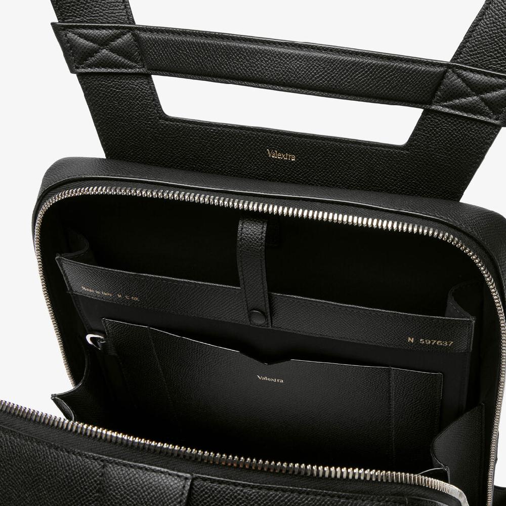 Valextra Zaino V-Line | Pelle di vitello Millepunte Soft | Nero | Valextra Economico