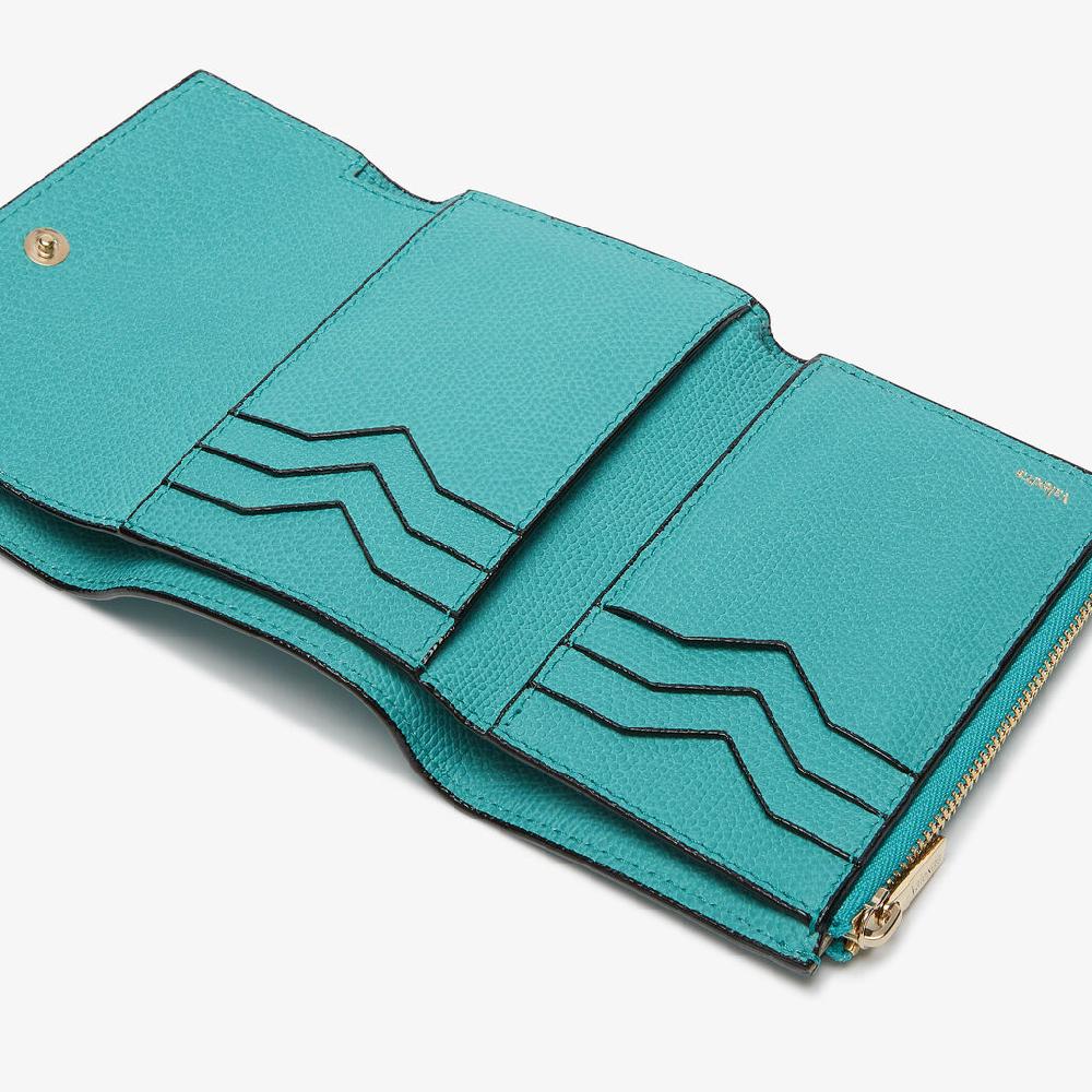 Valextra Portafoglio da Donna di Lusso in Pelle Azzurra | Valextra Pocket Online