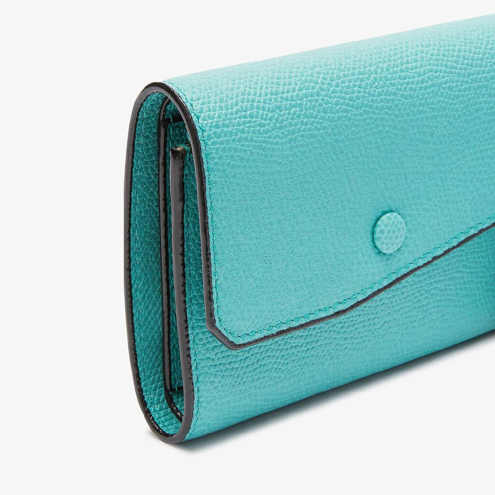 Valextra Portafoglio da Donna di Lusso in Pelle Azzurra | Valextra Pocket Online