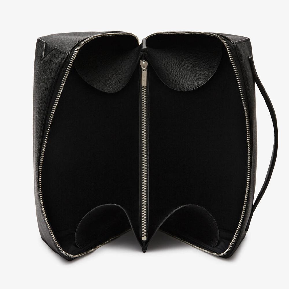 Valextra Beauty case da Uomo di Lusso in Pelle Nera | Valextra V-Line Offerte