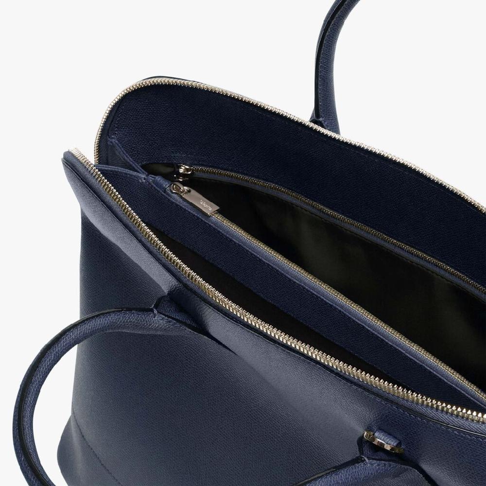 Valextra Borsa tote da ufficio in Pelle Blu | Valextra My Logo Vendita Economica