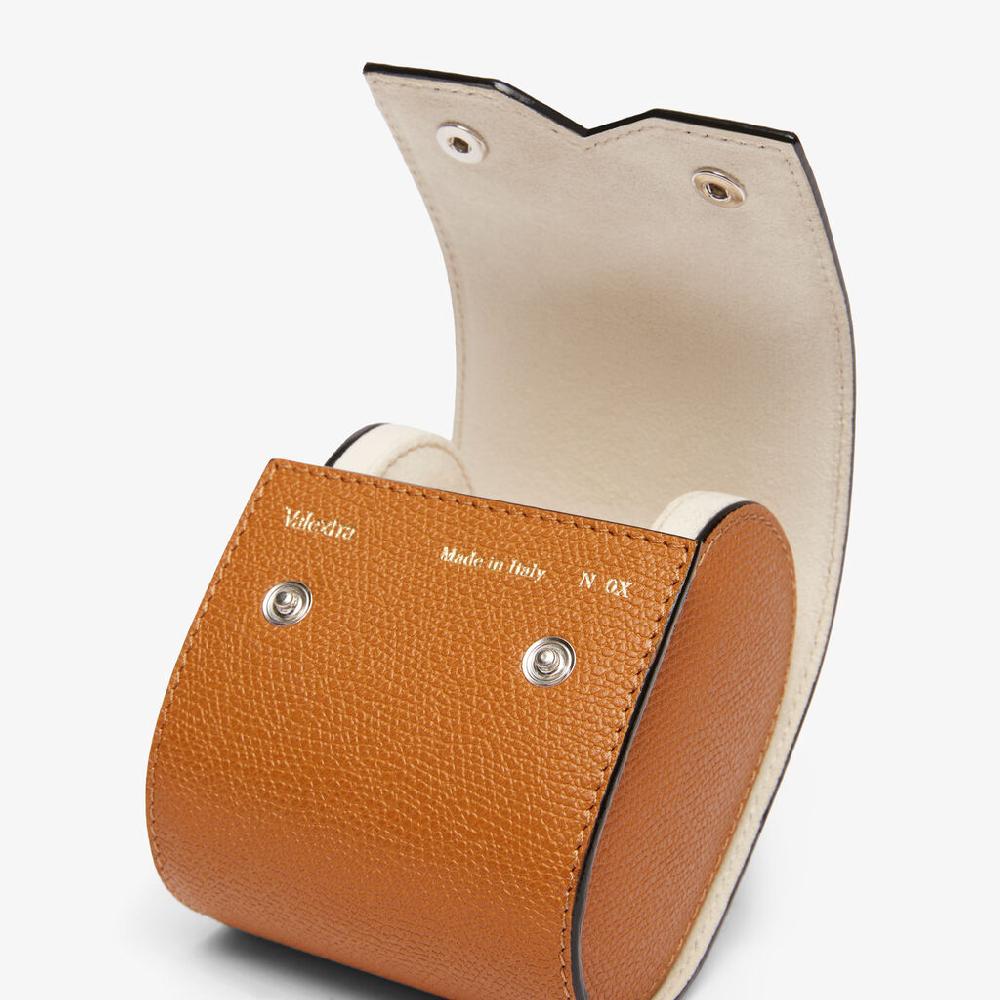 Valextra Porta orologio singolo di Lusso in Pelle Marrone | Valextra V-Line Saldi Di Fabbrica