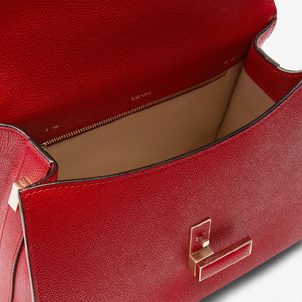 Valextra Valextra Iside: Borsa a mano Media in Pelle Rossa Nuova