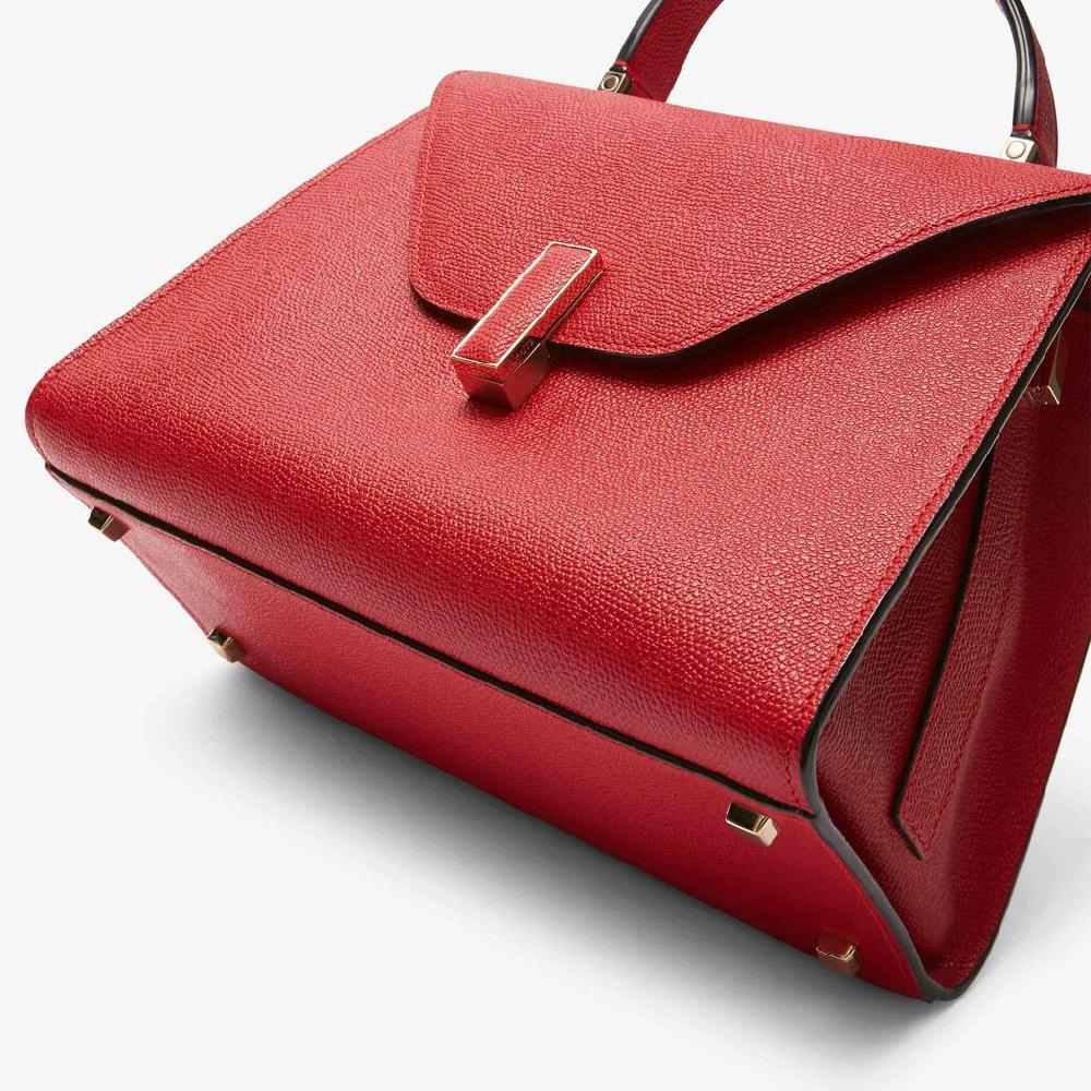 Valextra Valextra Iside: Borsa a mano Media in Pelle Rossa Nuova