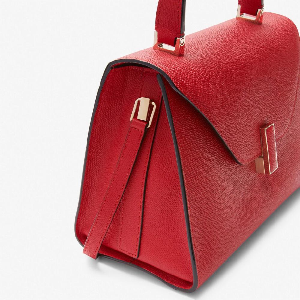 Valextra Valextra Iside: Borsa a mano Media in Pelle Rossa Nuova