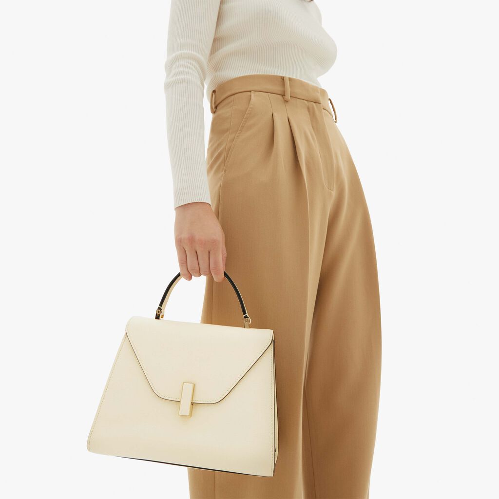 Valextra Valextra Iside: Borsa a mano Media in Pelle Bianca Moda