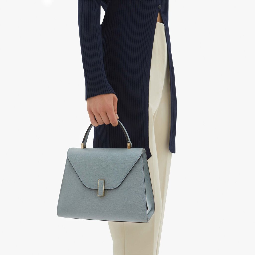 Valextra Valextra Iside: Borsa a mano Media in Pelle Blu Italy