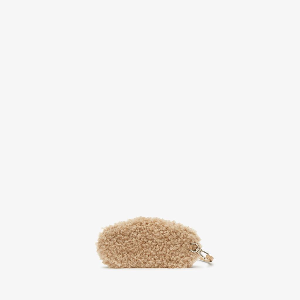 Valextra Custodia porta occhiali di Lusso in Shearling Beige In Linea