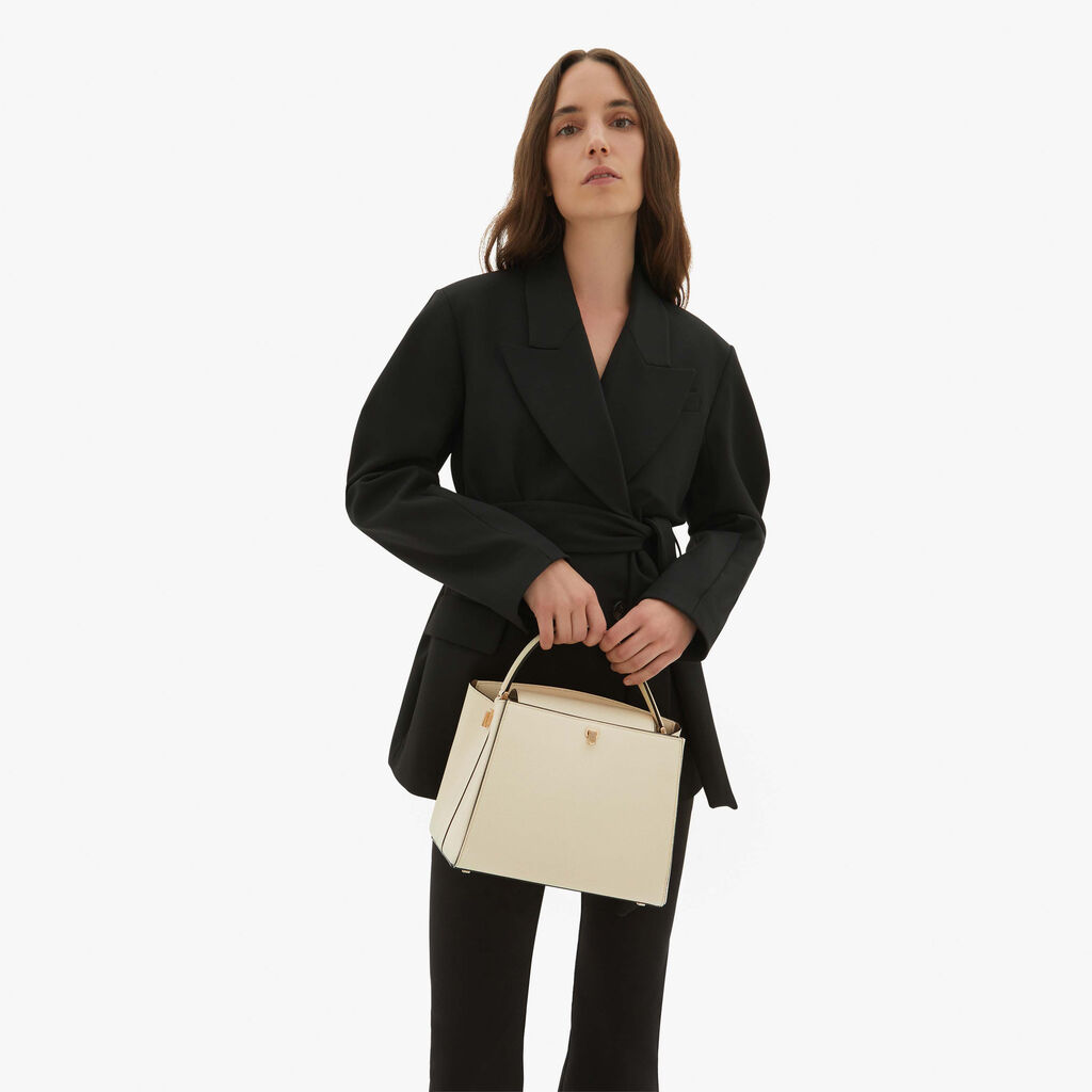 Valextra Borsetta a mano elegante in Pelle Bianca | Valextra Brera Qualità Garantita