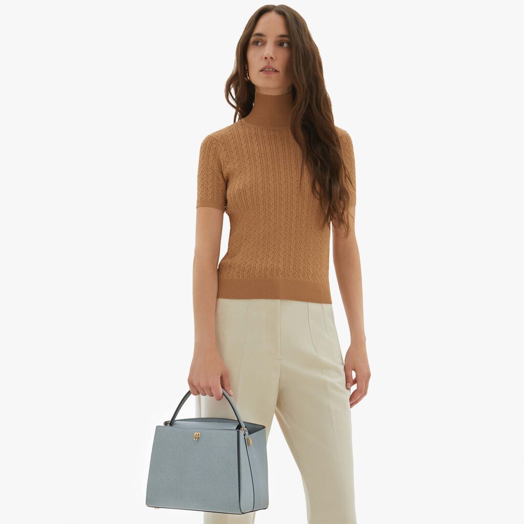 Valextra Valextra Brera: Borsa a mano Media in Pelle Blu Negozi Online