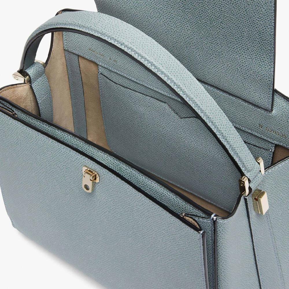 Valextra Valextra Brera: Borsa a mano Media in Pelle Blu Negozi Online