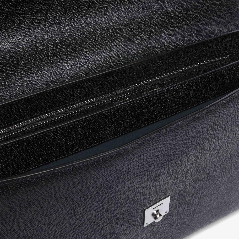 Valextra Valextra Avietta: Borsa business Media in Pelle Nera Acquista Ora
