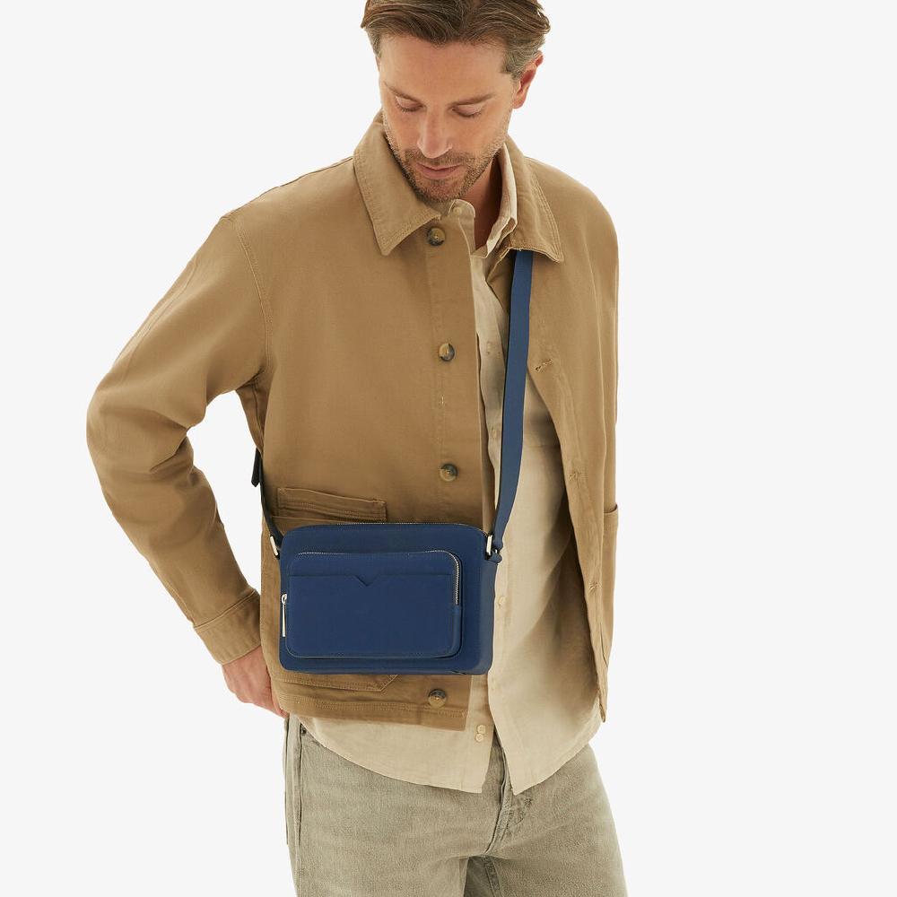 Valextra Borsa reporter da Uomo in Pelle Blu Zaffiro | Valextra V-Line Convenienza