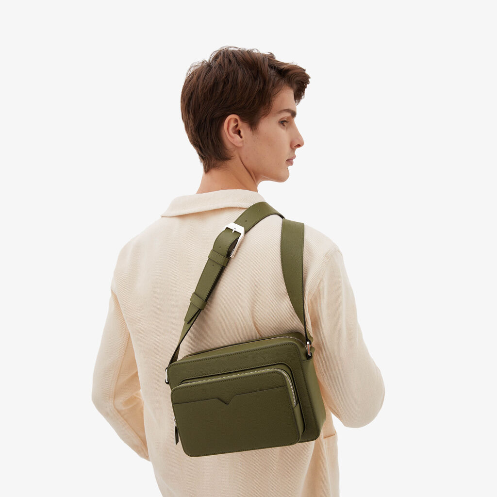 Valextra Borsa a tracolla da Uomo Verde Militare | Valextra V-Line Sconto