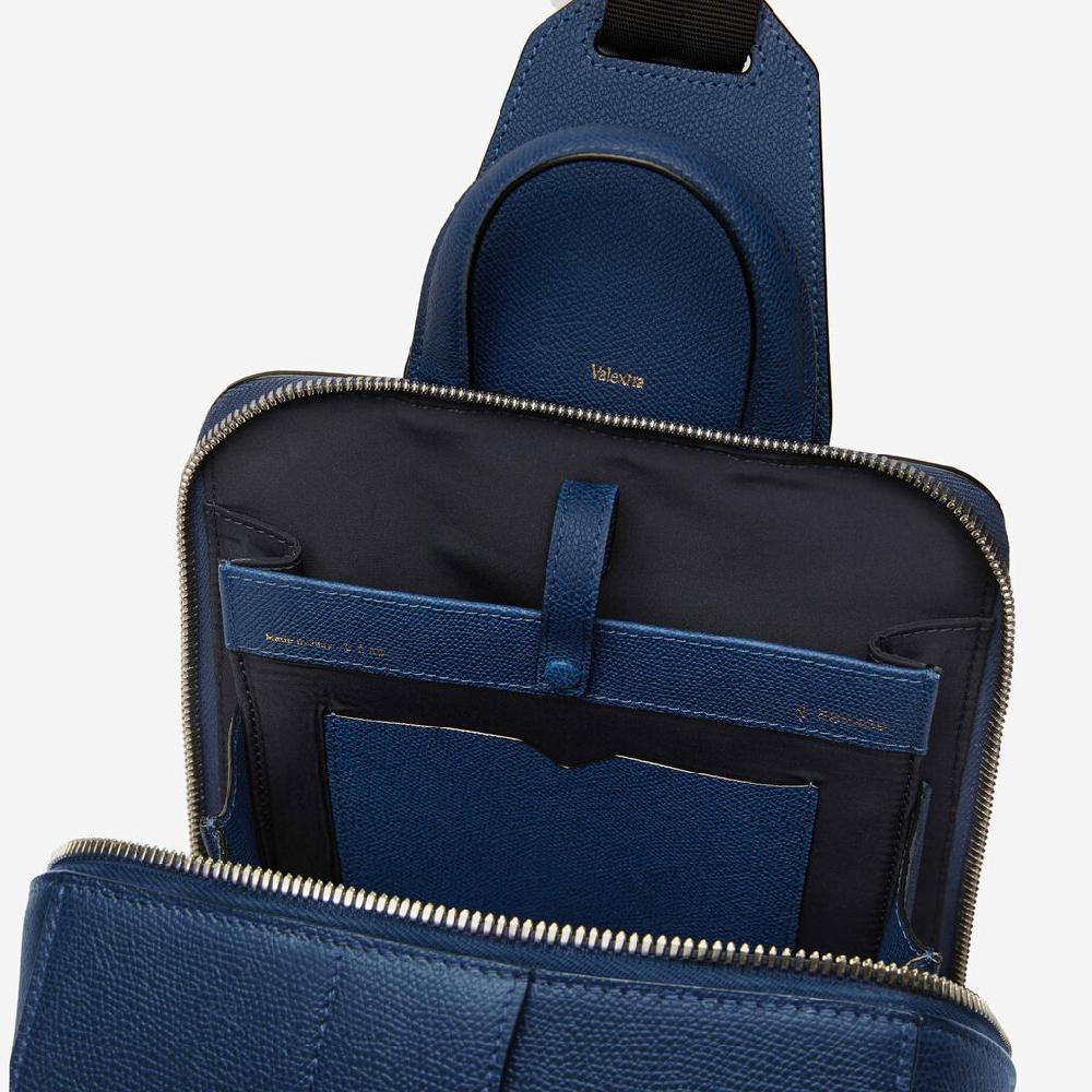 Valextra Zaino monospalla Uomo di Lusso in Pelle Blu | Valextra V-Line Offerta