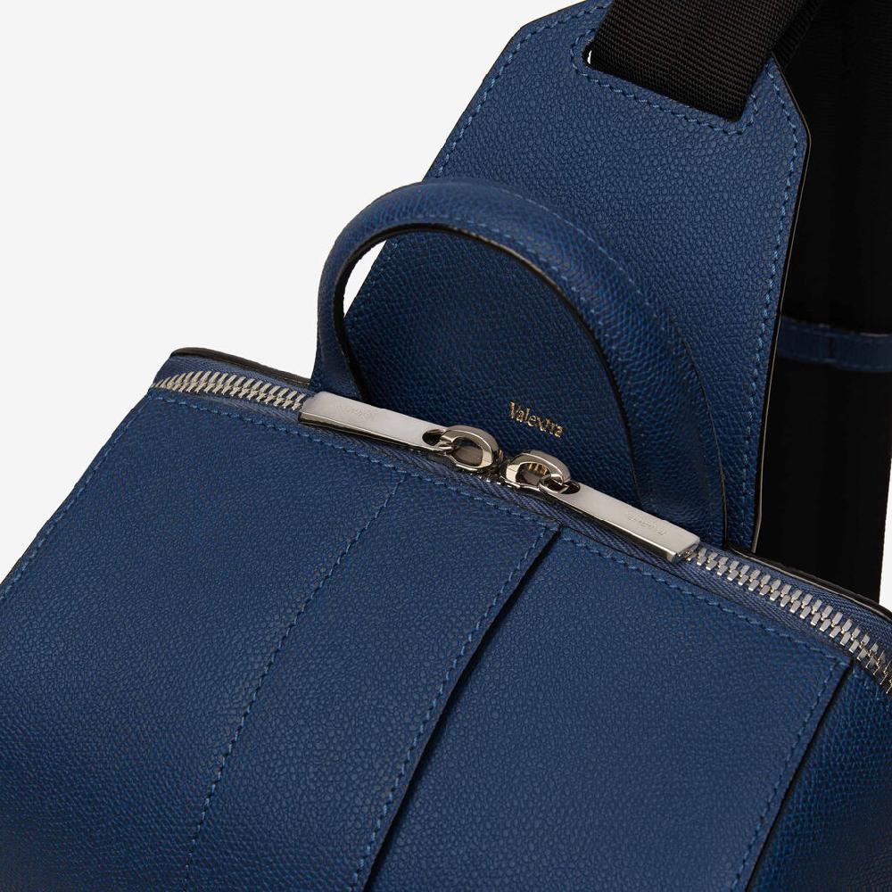 Valextra Zaino monospalla Uomo di Lusso in Pelle Blu | Valextra V-Line Offerta