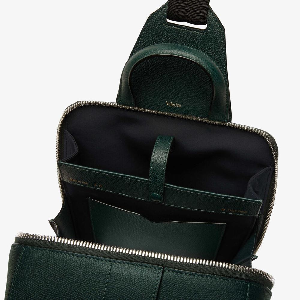 Valextra Zaino monospalla da Uomo in Pelle Verde | Valextra V-Line Outlet