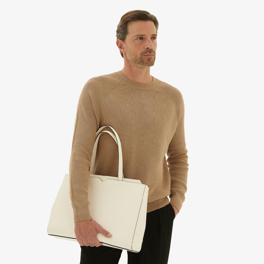 Valextra Shopping bag orizzontale da Uomo in Pelle Bianca | Valextra V-Line Hotsell