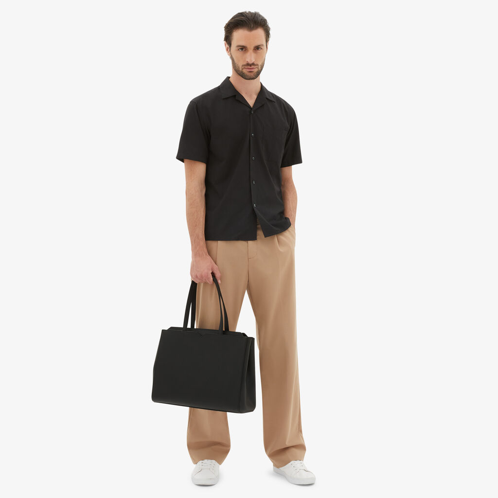 Valextra Shopping bag orizzontale da Uomo in Pelle Nera | Valextra V-Line Vendita Calda