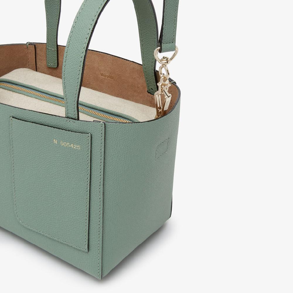 Valextra Borsa a Secchiello Soft Micro | Pelle di vitello Millepunte | Verde Eucalipto | Valextra Pezzi Unici