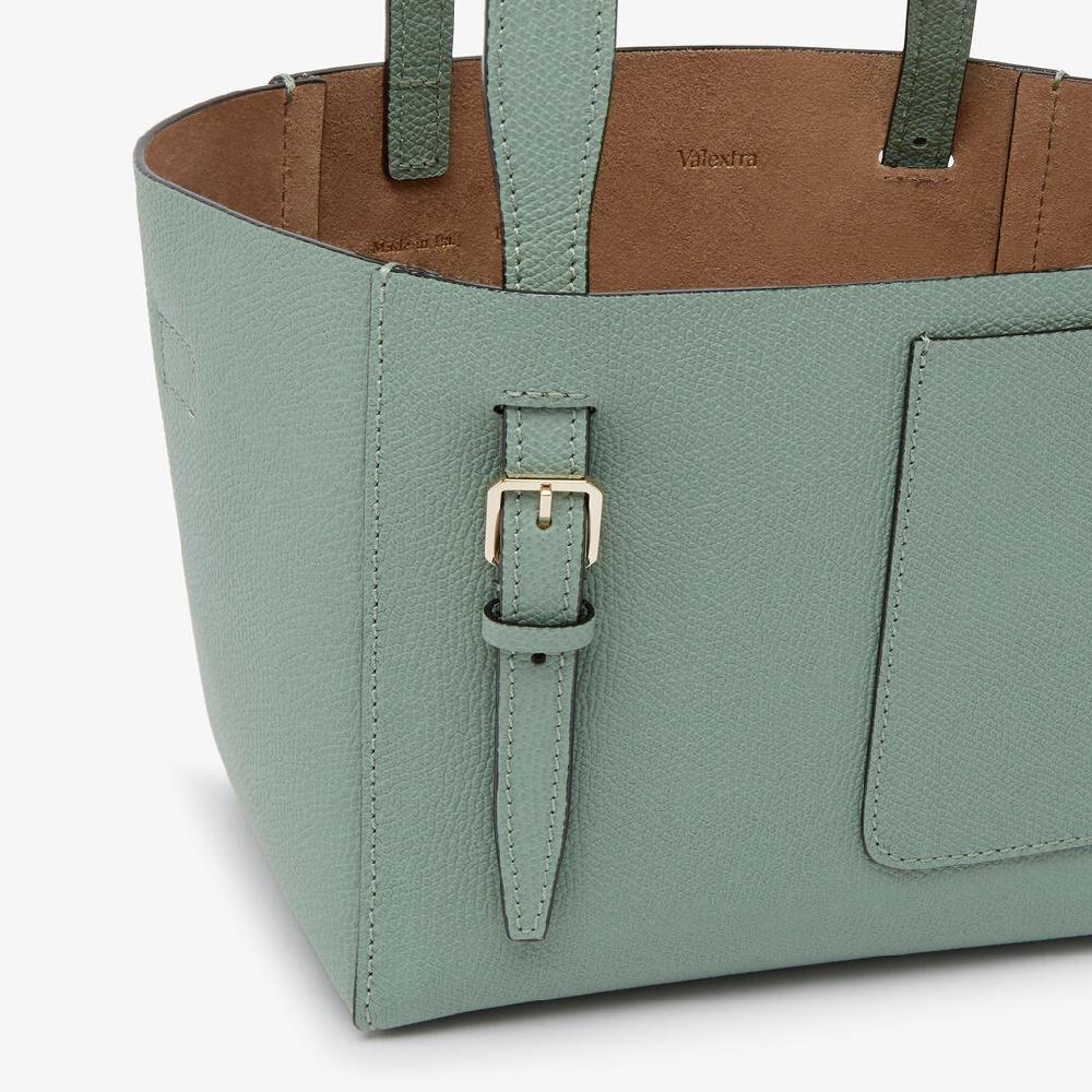 Valextra Borsa a Secchiello Soft Micro | Pelle di vitello Millepunte | Verde Eucalipto | Valextra Pezzi Unici