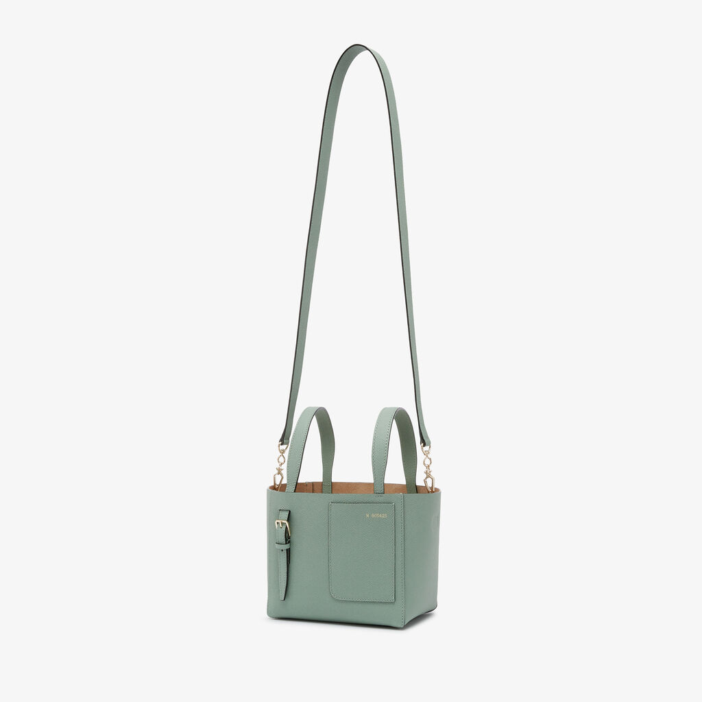 Valextra Borsa a Secchiello Soft Micro | Pelle di vitello Millepunte | Verde Eucalipto | Valextra Pezzi Unici