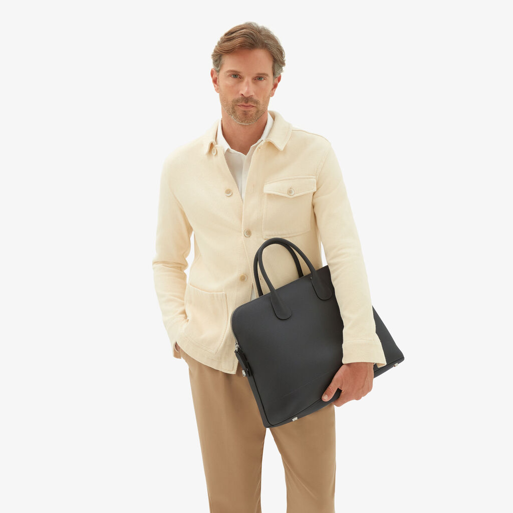 Valextra Tote bag con tracolla in Pelle Grigia | Valextra My Logo Qualità Garantita