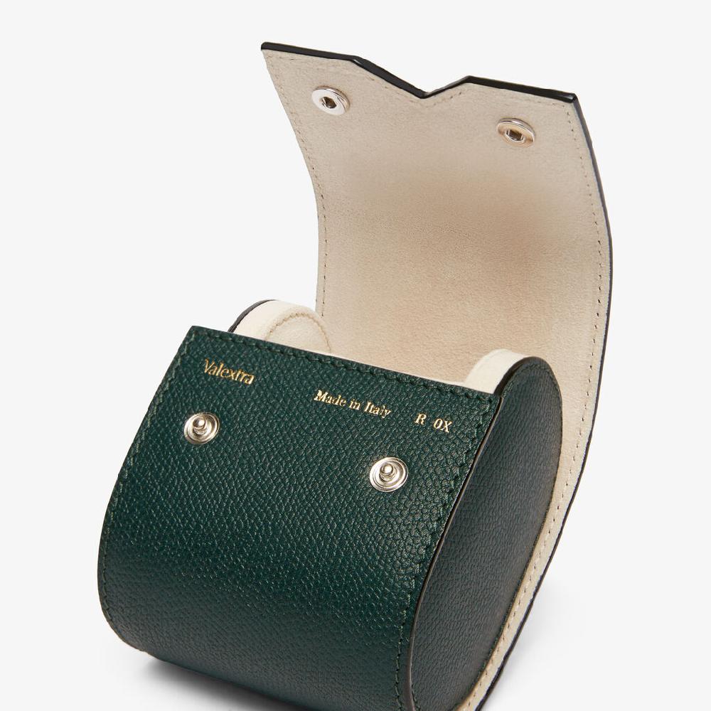 Valextra Porta orologio singolo di Lusso in Pelle Verde | Valextra V-Line Negozi Online