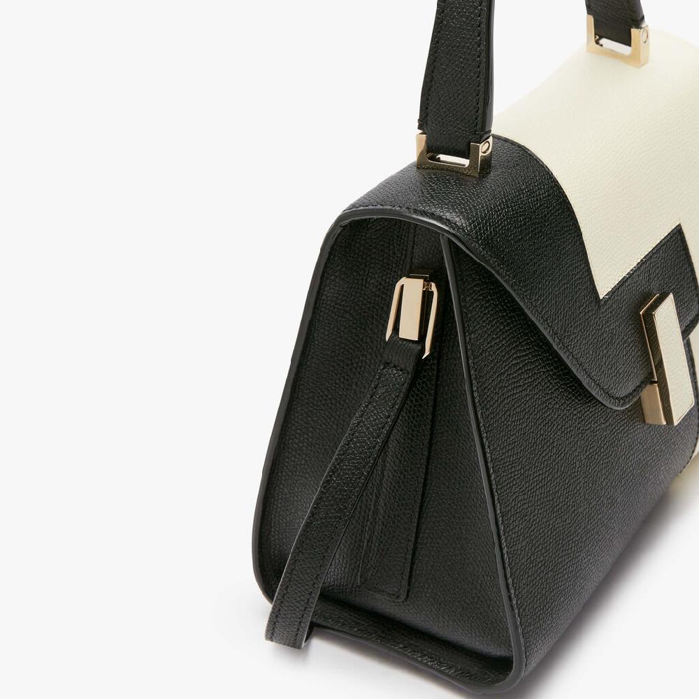 Valextra Borsetta a mano da Donna in Pelle Nera e Bianca | Valextra Iside Acquista Ora