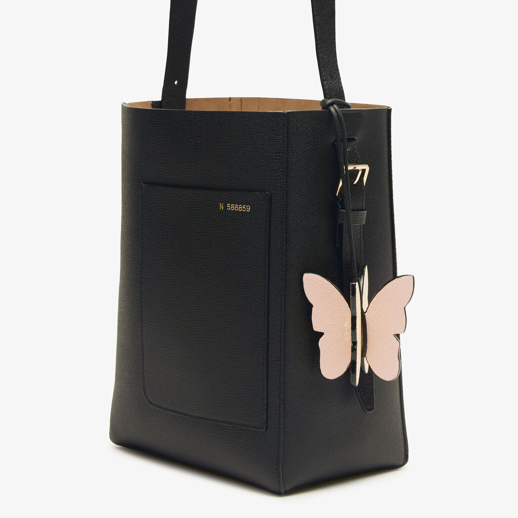 Valextra Charm Farfalla | Pelle di vitello Millepunte | Rosa Bonne Mine/Gallo Crema/Nero | Valextra Consegna Veloce