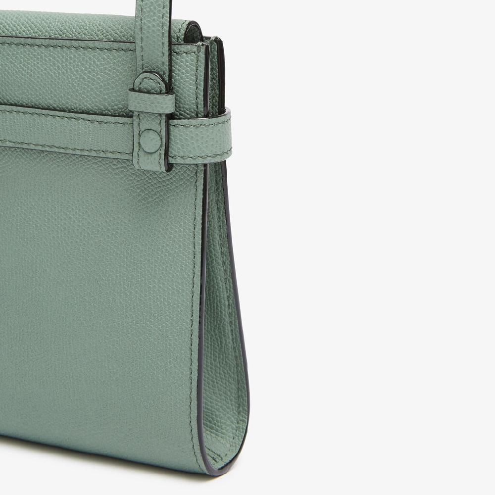 Valextra Borsa a Tracolla Brera B-Tracollina Slim Micro | Pelle di vitello Millepunte | Verde Eucalipto | Valextra Novità