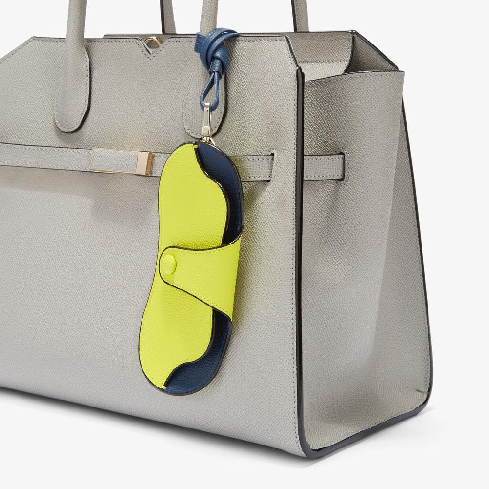 Valextra Custodia occhiali di Lusso in Pelle Gialla lime e Blu | Valextra Offerta