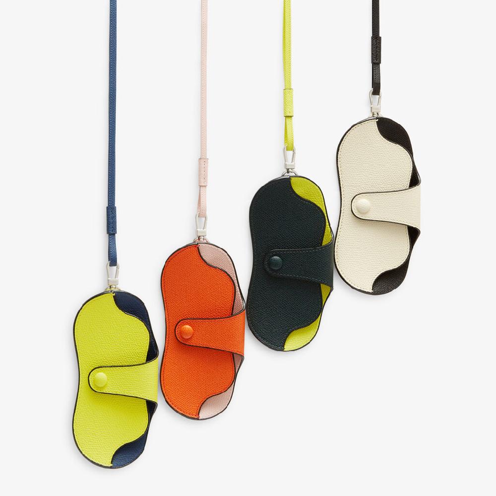 Valextra Custodia occhiali di Lusso in Pelle Gialla lime e Blu | Valextra Offerta