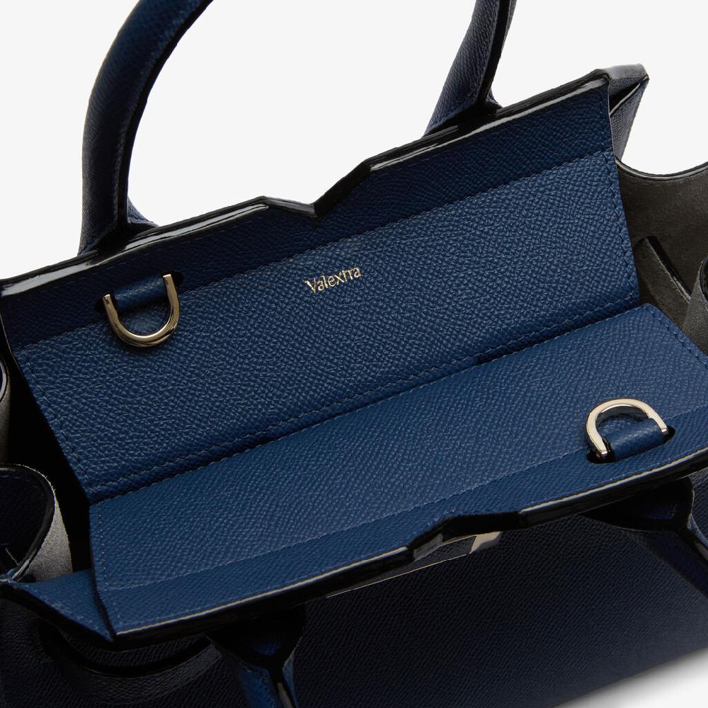 Valextra Borsa due manici da Donna di Lusso in Pelle Blu Zaffiro | Valextra Vendita Calda