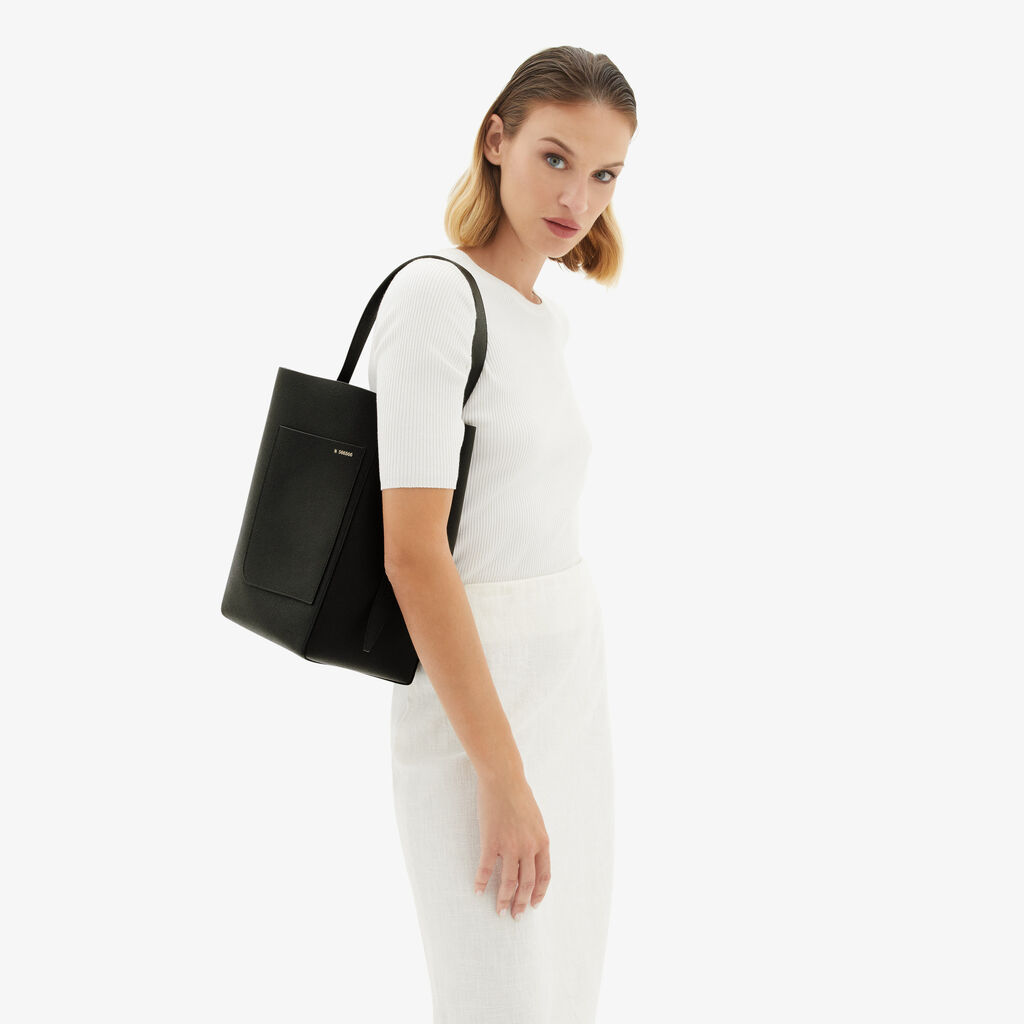 Valextra Borsa a secchiello da Donna in Media Pelle Nera | Valextra Soft Vendita Economica