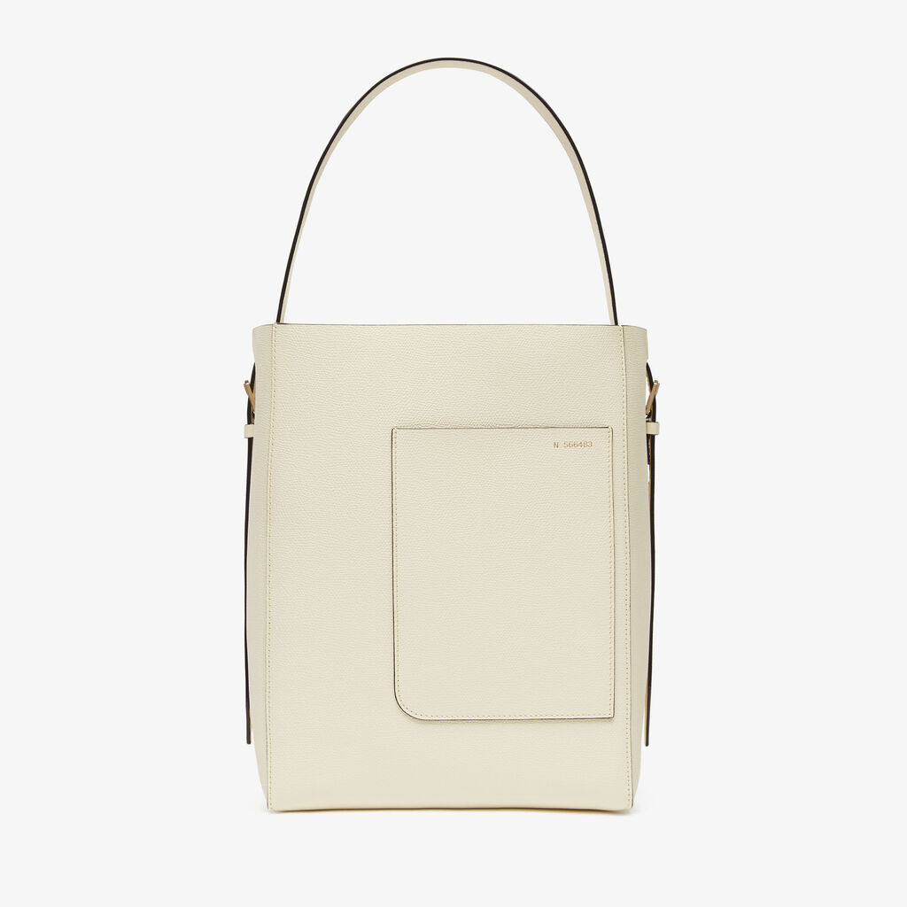 Valextra Borsa a secchiello da Donna Media in Pelle Bianca | Valextra Soft