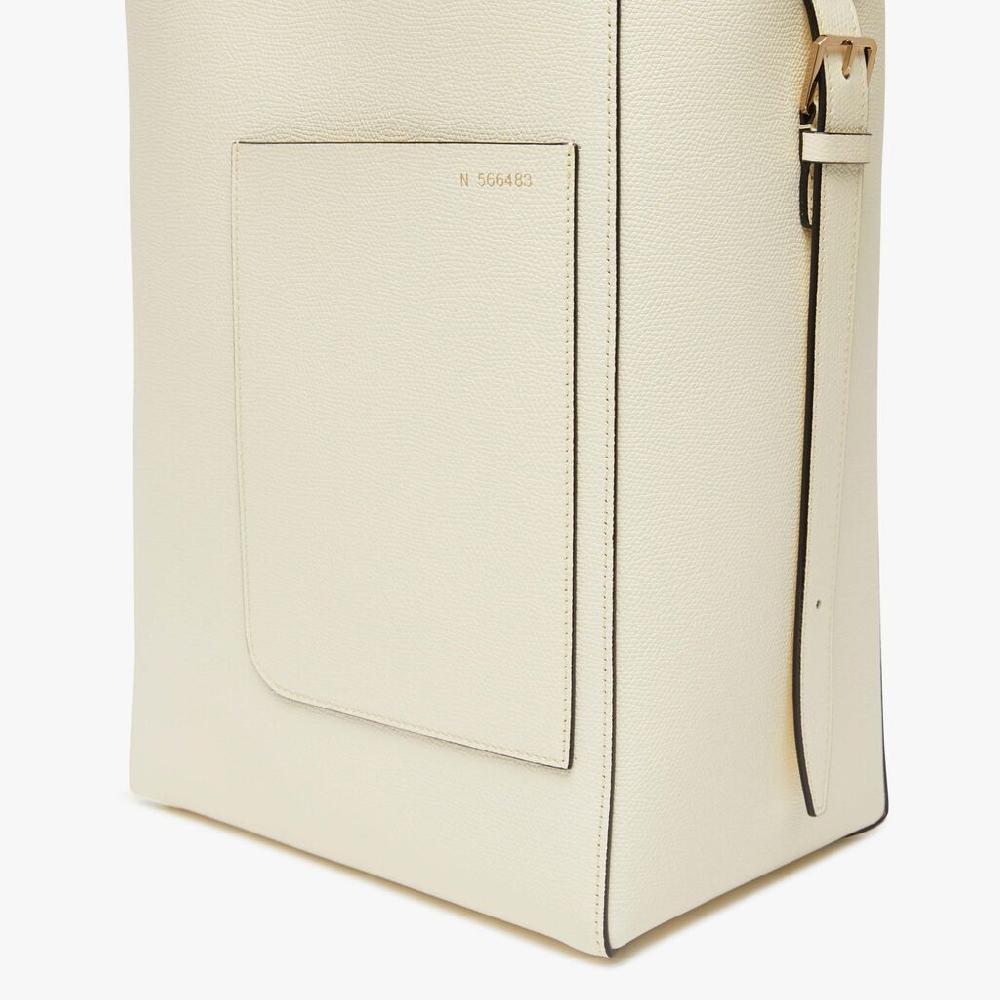 Valextra Borsa a secchiello da Donna Media in Pelle Bianca | Valextra Soft I Più Venduti