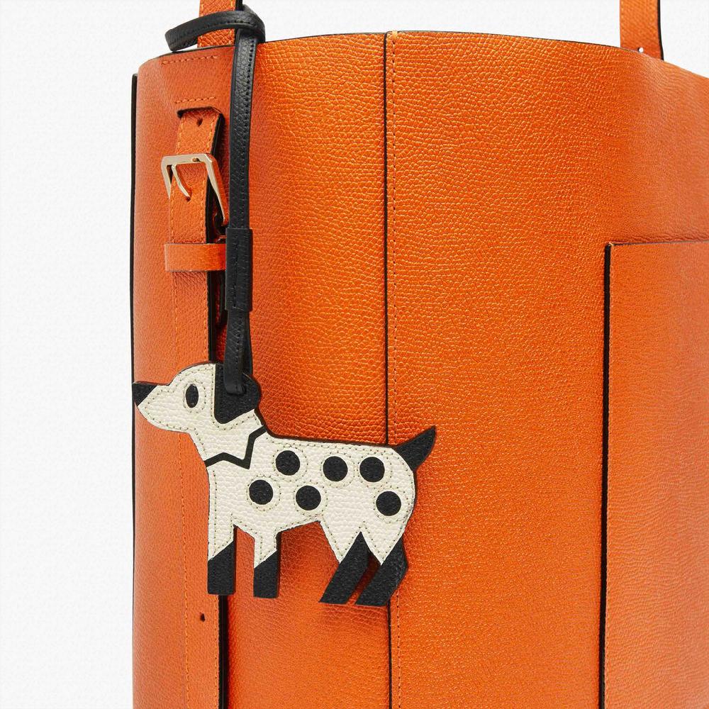 Valextra Charm cagnolino di Lusso in Pelle Bianca e Nera | Valextra Negozi Online