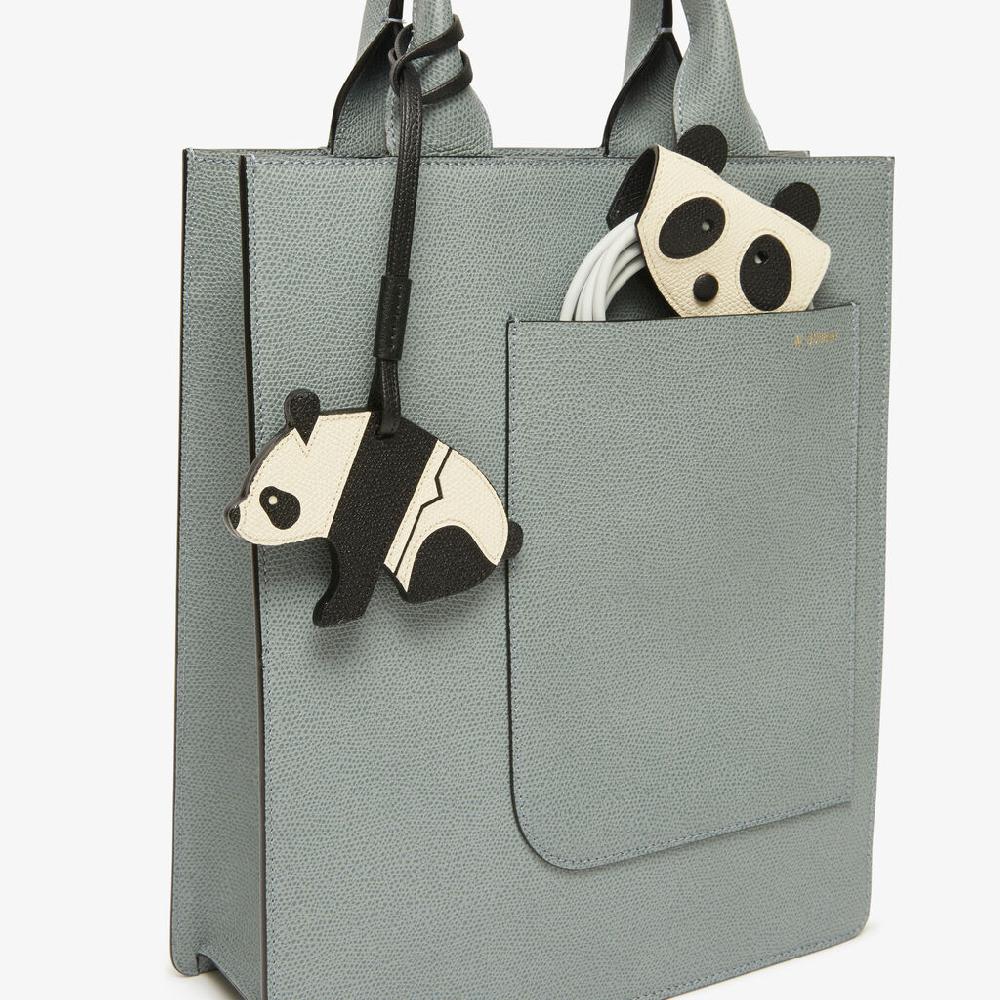 Valextra Charm per borsa Panda in Pelle Bianca e Nera | Valextra Consegna Veloce