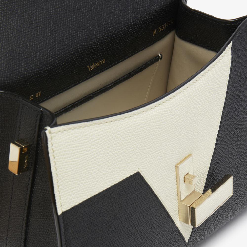 Valextra Borsetta a mano Mini Nera con intarsi geometrici | Valextra Iside Prezzo Ridotto