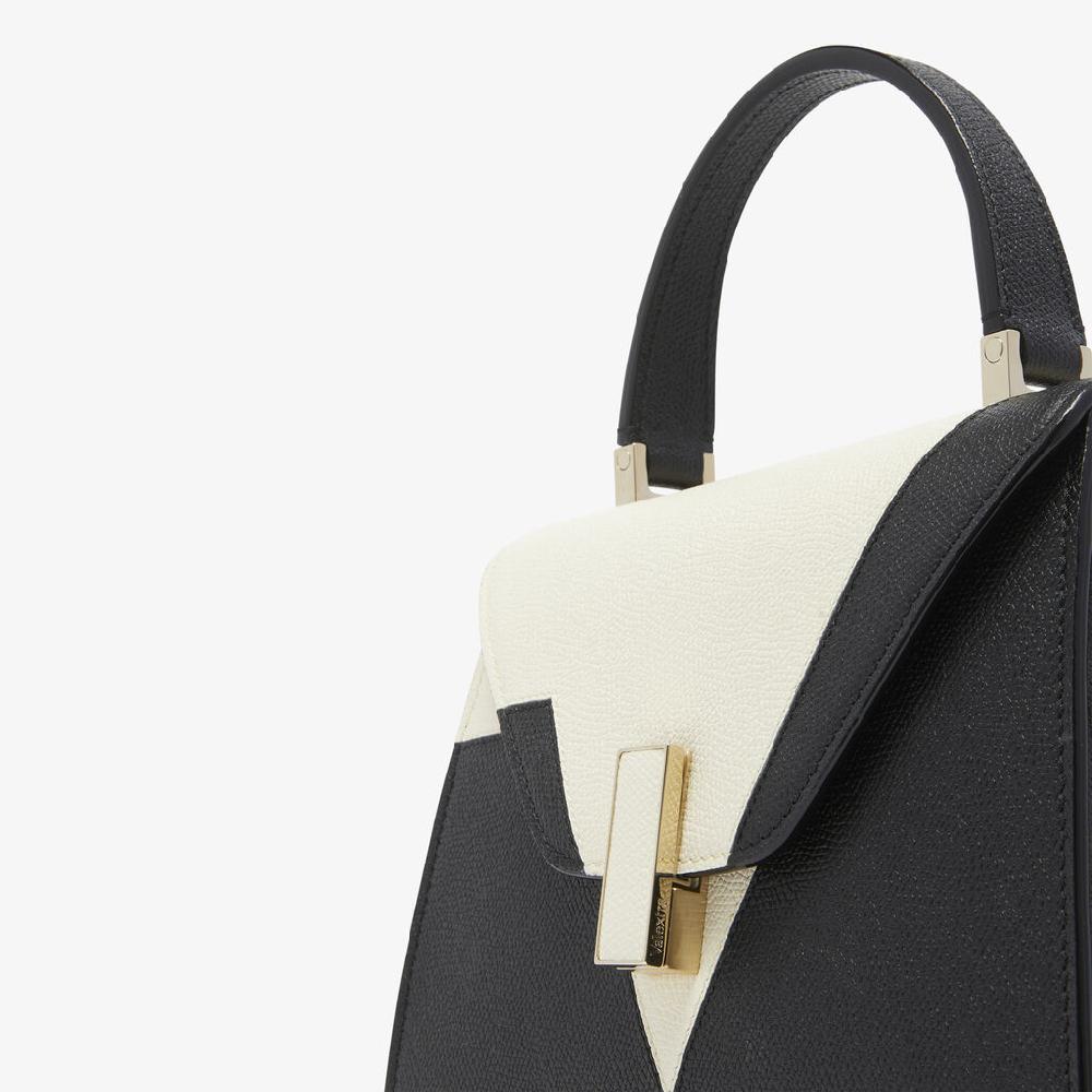 Valextra Borsetta a mano Mini Nera con intarsi geometrici | Valextra Iside Prezzo Ridotto