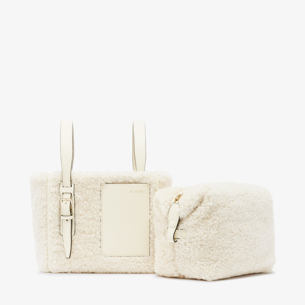Valextra BORSA SECCHIELLO MINI CON TRACOLLA MONTONE/VITELLO VS ORO CHIARO Sottocosto