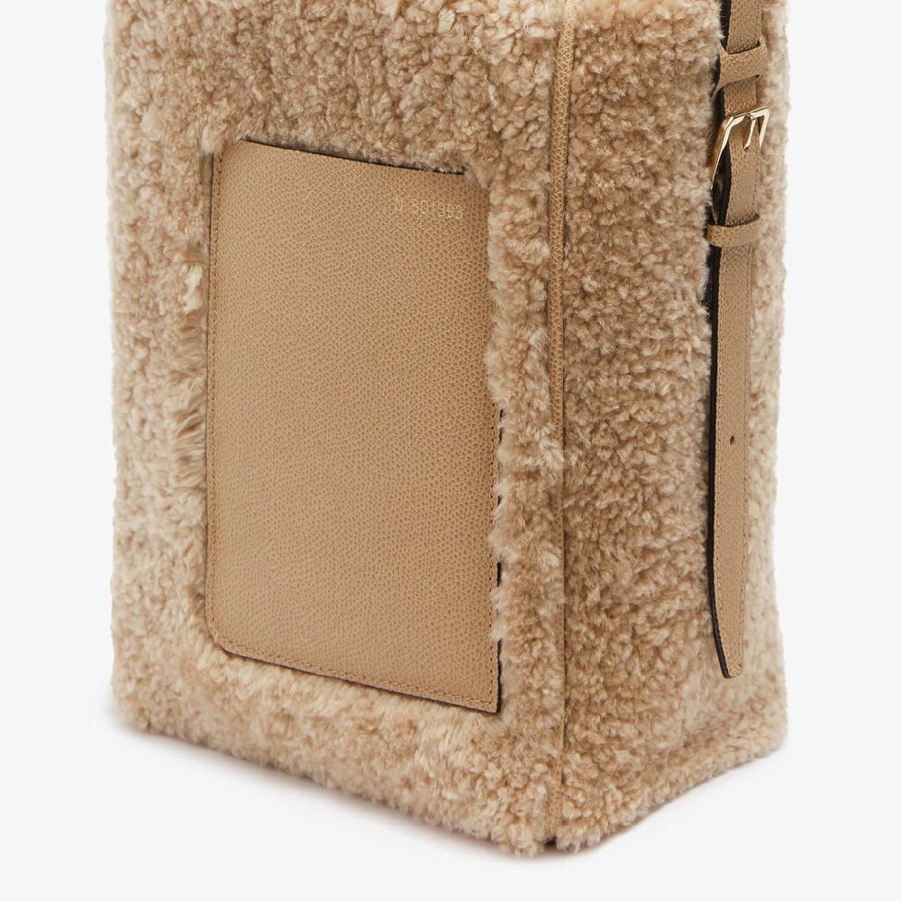 Valextra Borsa a secchiello da Donna Mini Shearling Beige | Valextra Soft Presa
