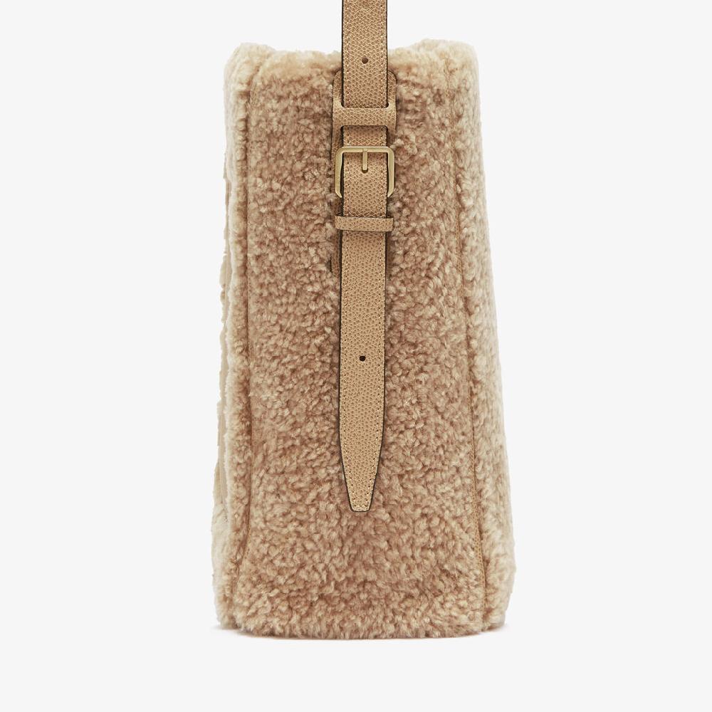 Valextra Borsa a secchiello da Donna Mini Shearling Beige | Valextra Soft Presa