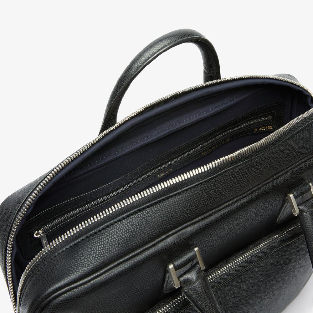 Valextra Borsa business Media in Pelle Nera | Valextra Avietta Sconto