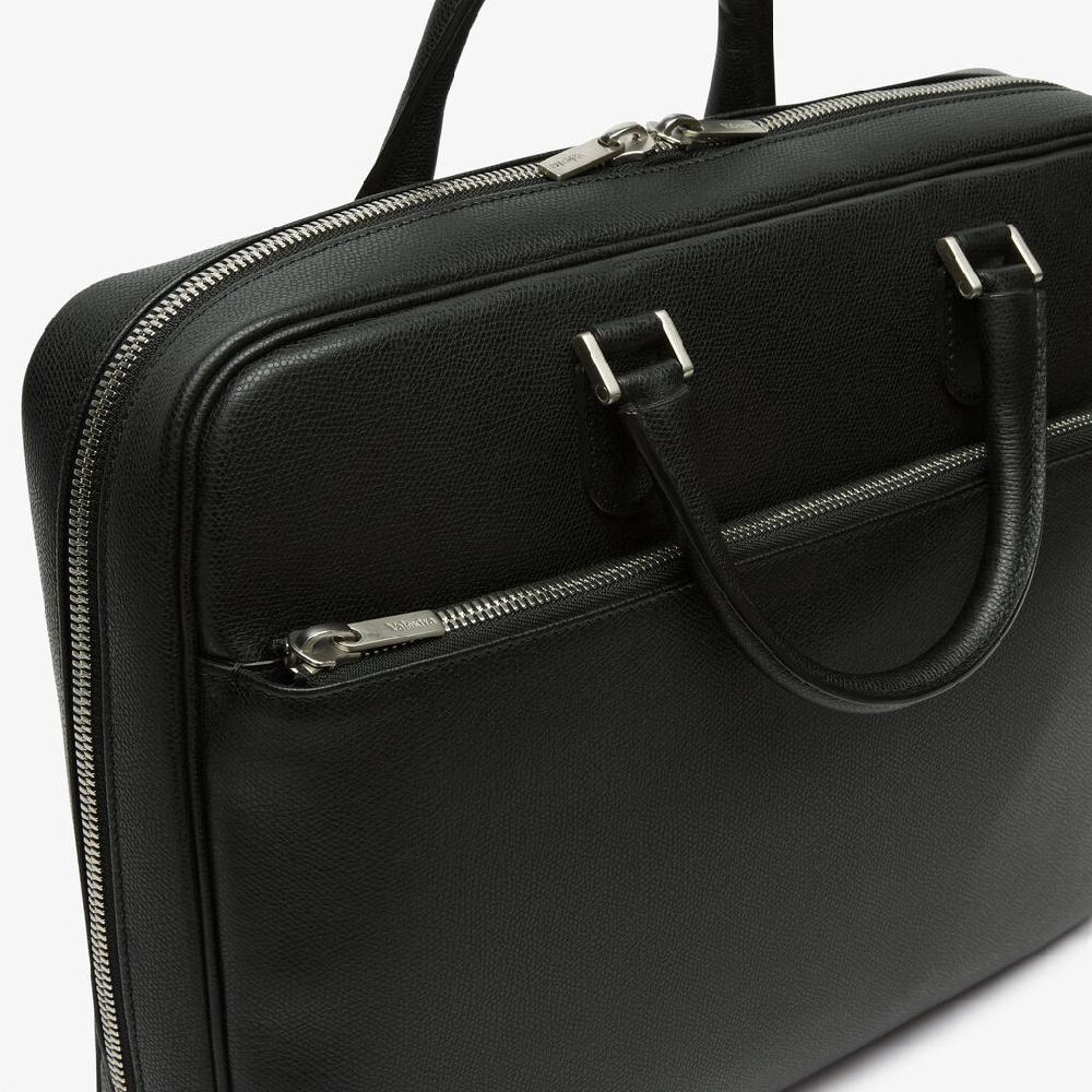 Valextra Borsa business Media in Pelle Nera | Valextra Avietta Sconto