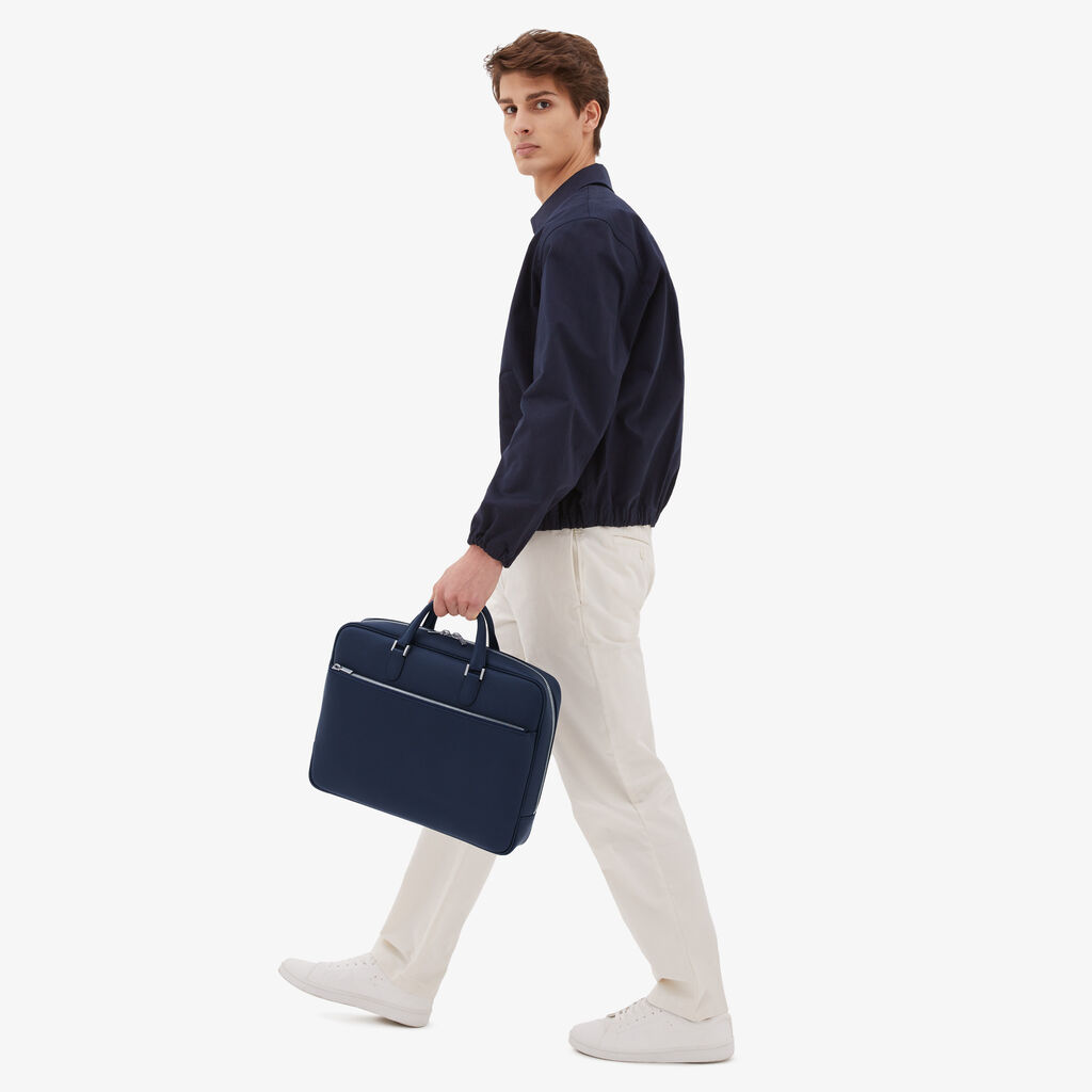 Valextra Borsa business Media in Pelle Blu | Valextra Avietta Online